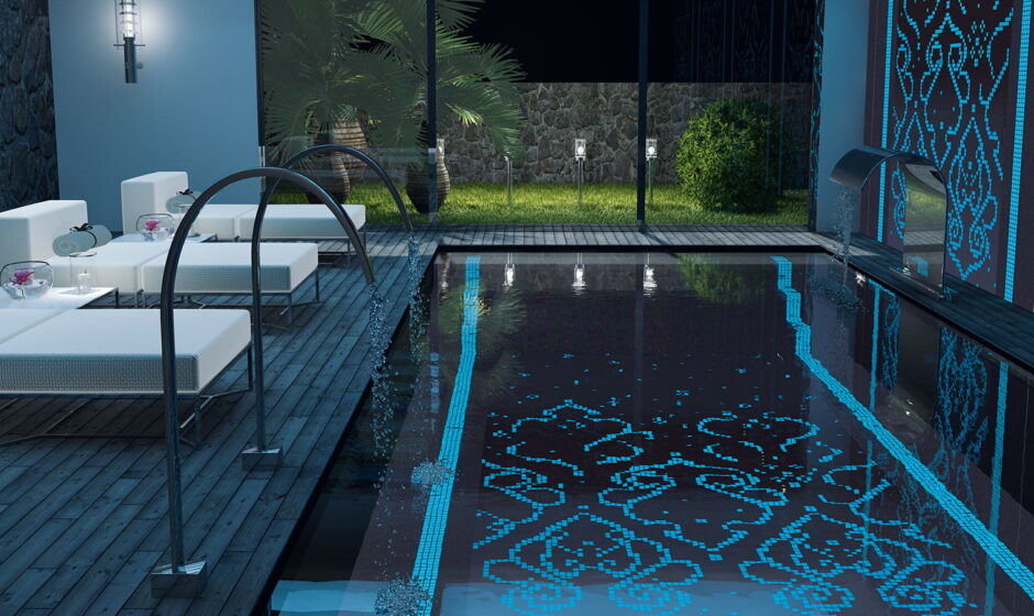 blue waterline pool tile