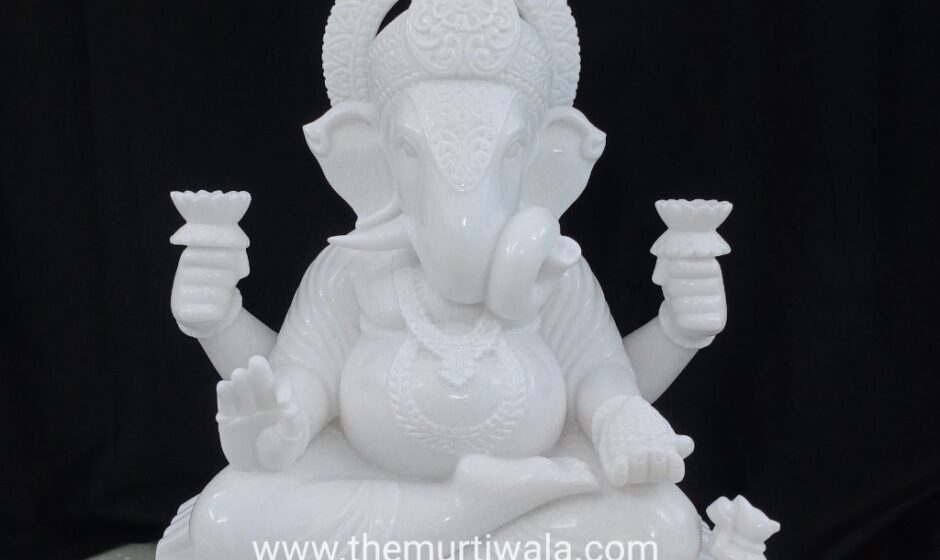 white ganesh murti