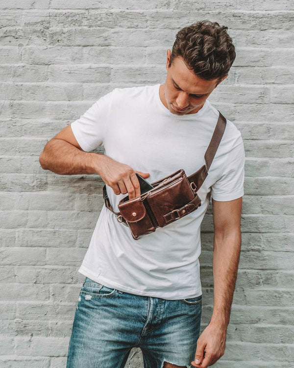 What makes a leather belt bag both stylish and functional?