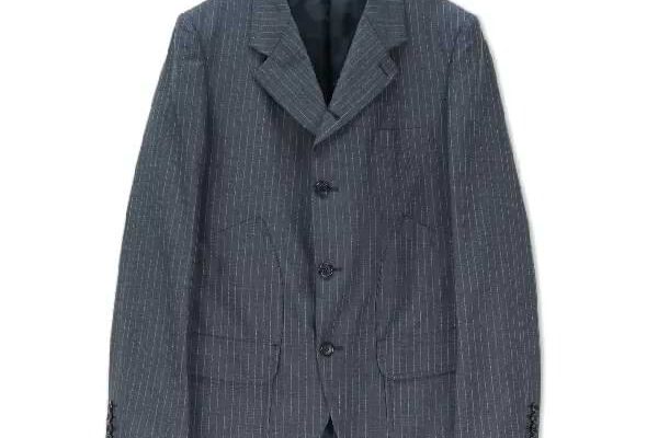 Comme Des Garcons Grey Stripe Curved Pocket Jacket